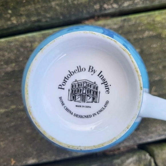 Coffee cup bone China mug with family quote and tree blue coffee cup - Picture 2 of 3